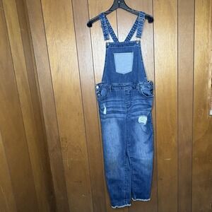 Celebrity Pink Distressed Denim Overalls SZ 11 Y2K Grunge Workwear Stained‎ Edgy